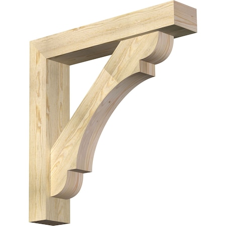 Ekena Millwork Olympic Block Rough Sawn Bracket w/ Offset Brace, Douglas Fir, 6"W x 32"D x 32"H BKT0604X32X32OLY05RDF